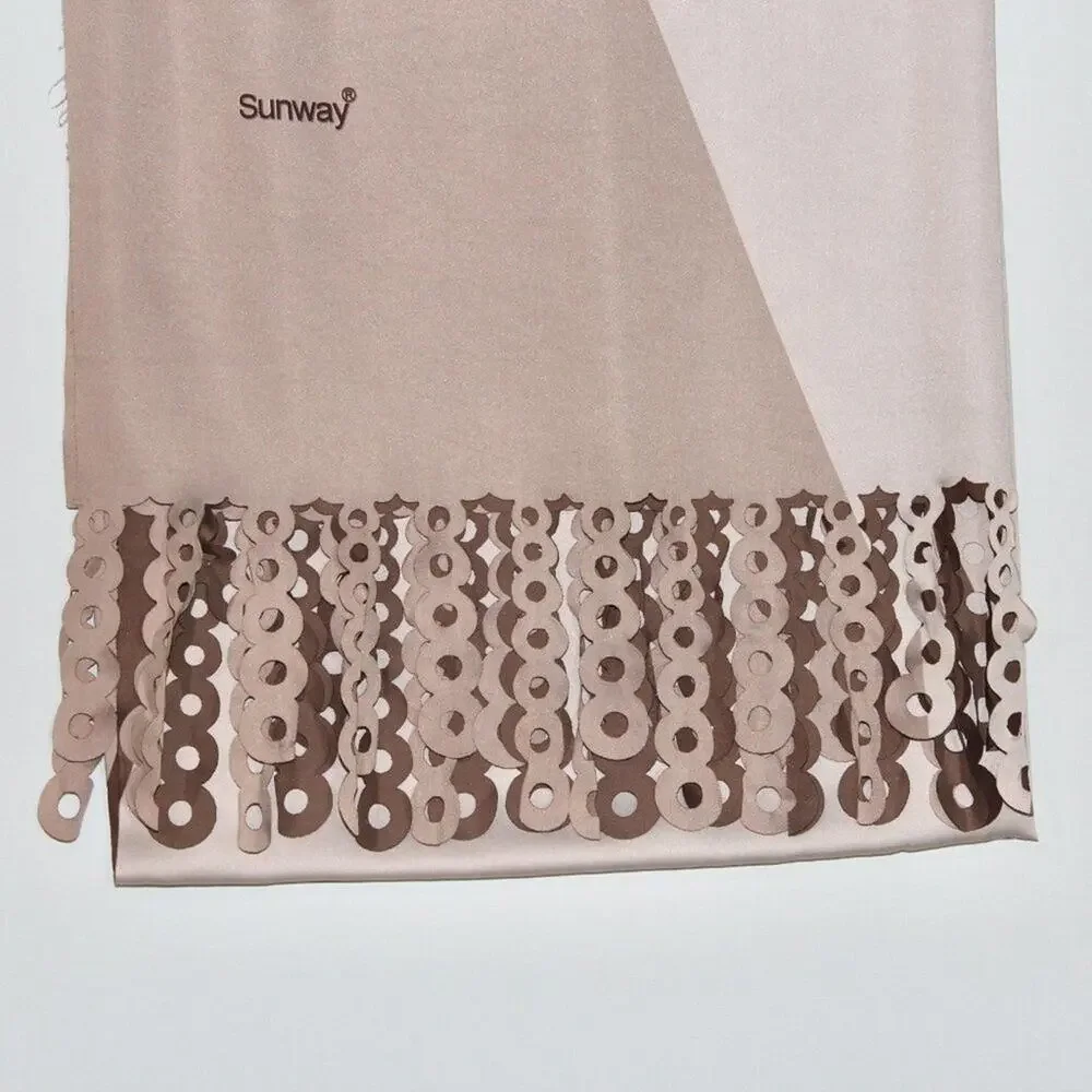 Brown Tones Brown Geometric Shawl Scarf Asymmetric